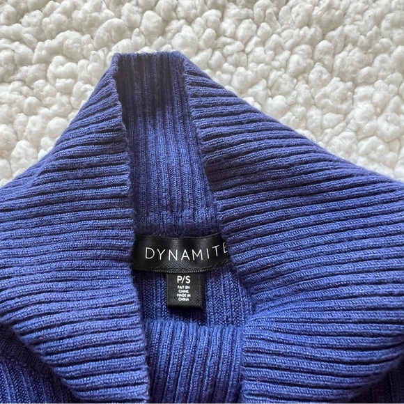 Dynamite Blue Ribbed  Turtleneck Sweater - Picture 2 of 5